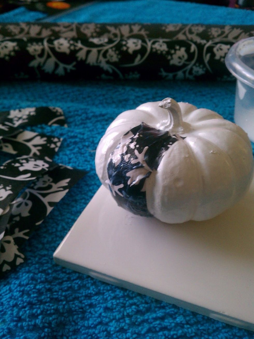 Do this all the way around, covering up to the stem.