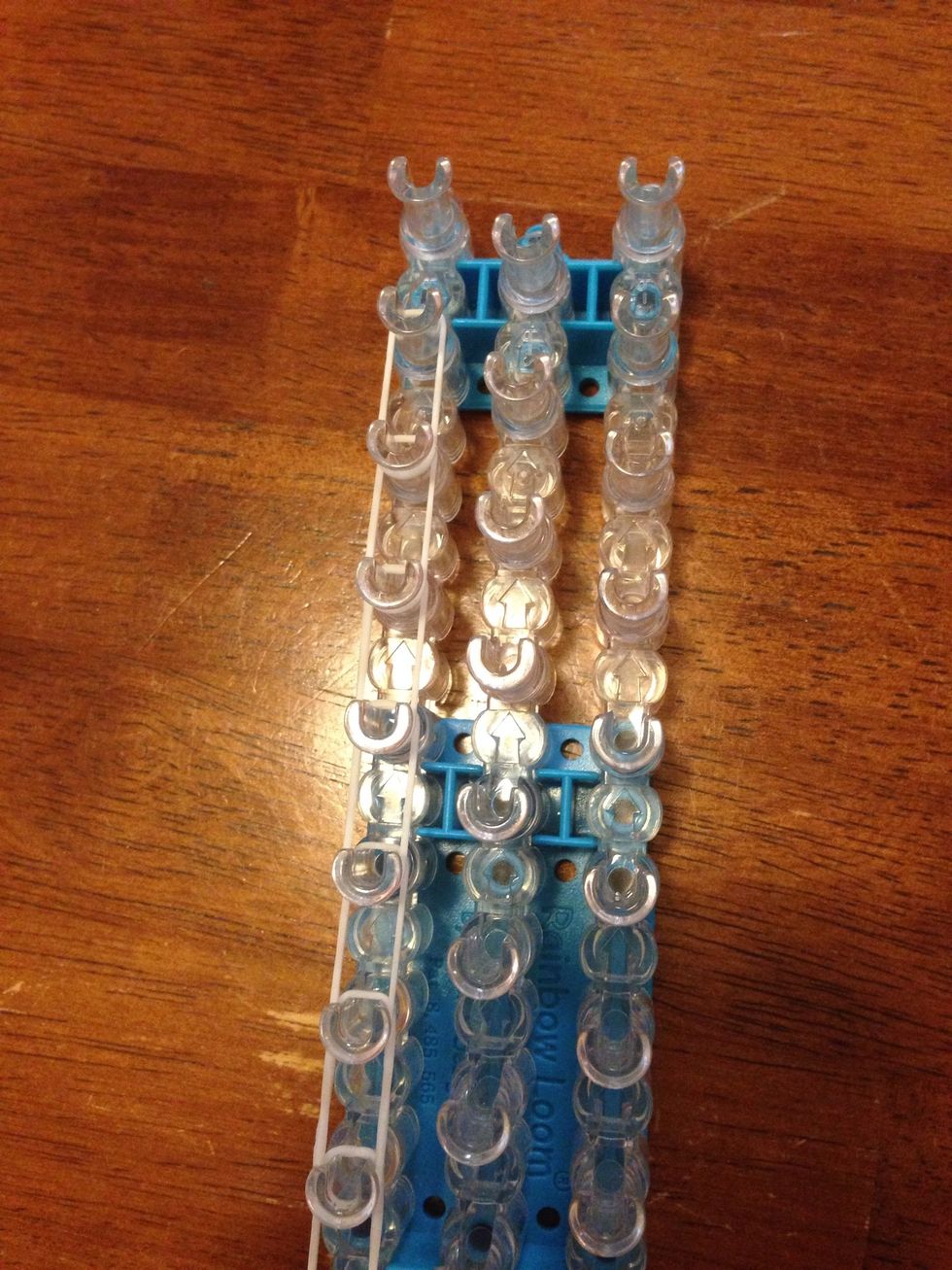 Do this all the way up to the second to last left pin.