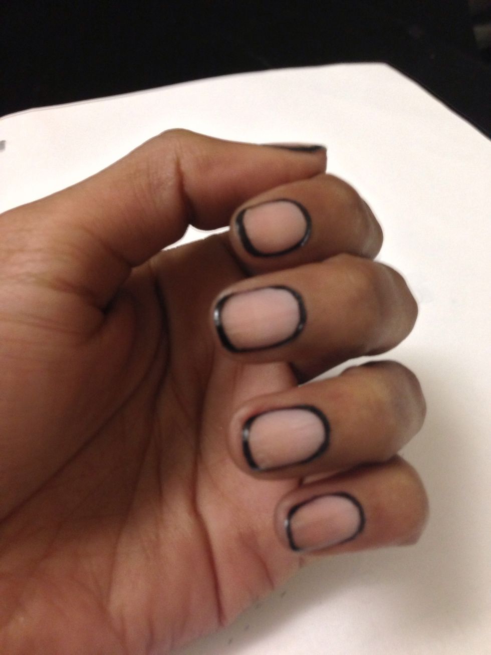 Do this for all of your nails and let those suckers dry. Should look a bit like this. Be patient! It may not look great the first time around but if you practice it will get better.