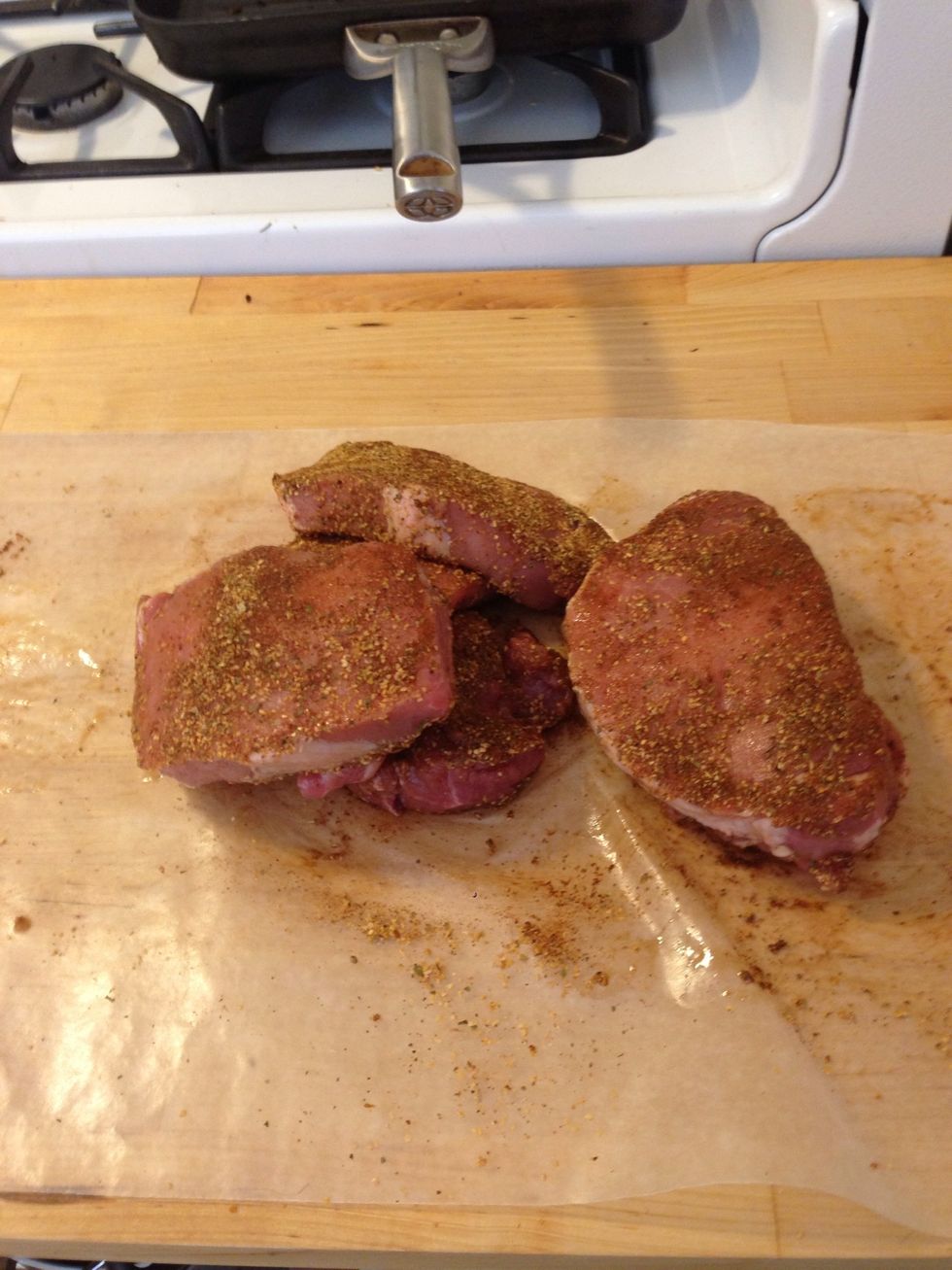 Do this for all remaining pork chops.