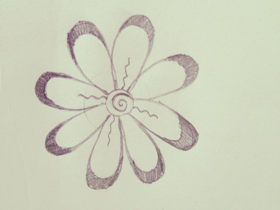 Do this for every second petal, like this.