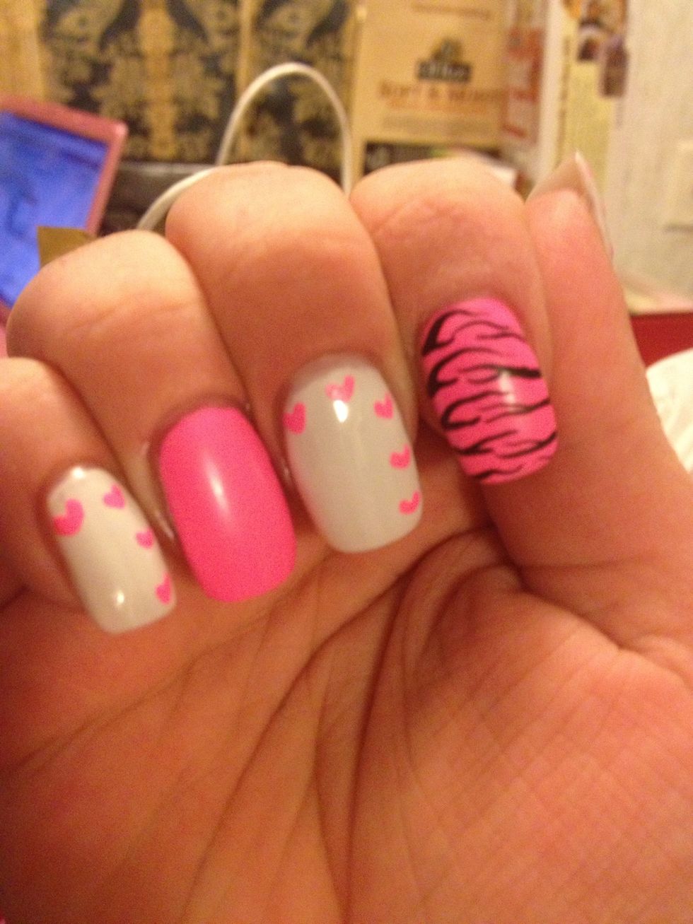 Do this in the nail. One line starting from left to right, then right to left. So on and so forth.