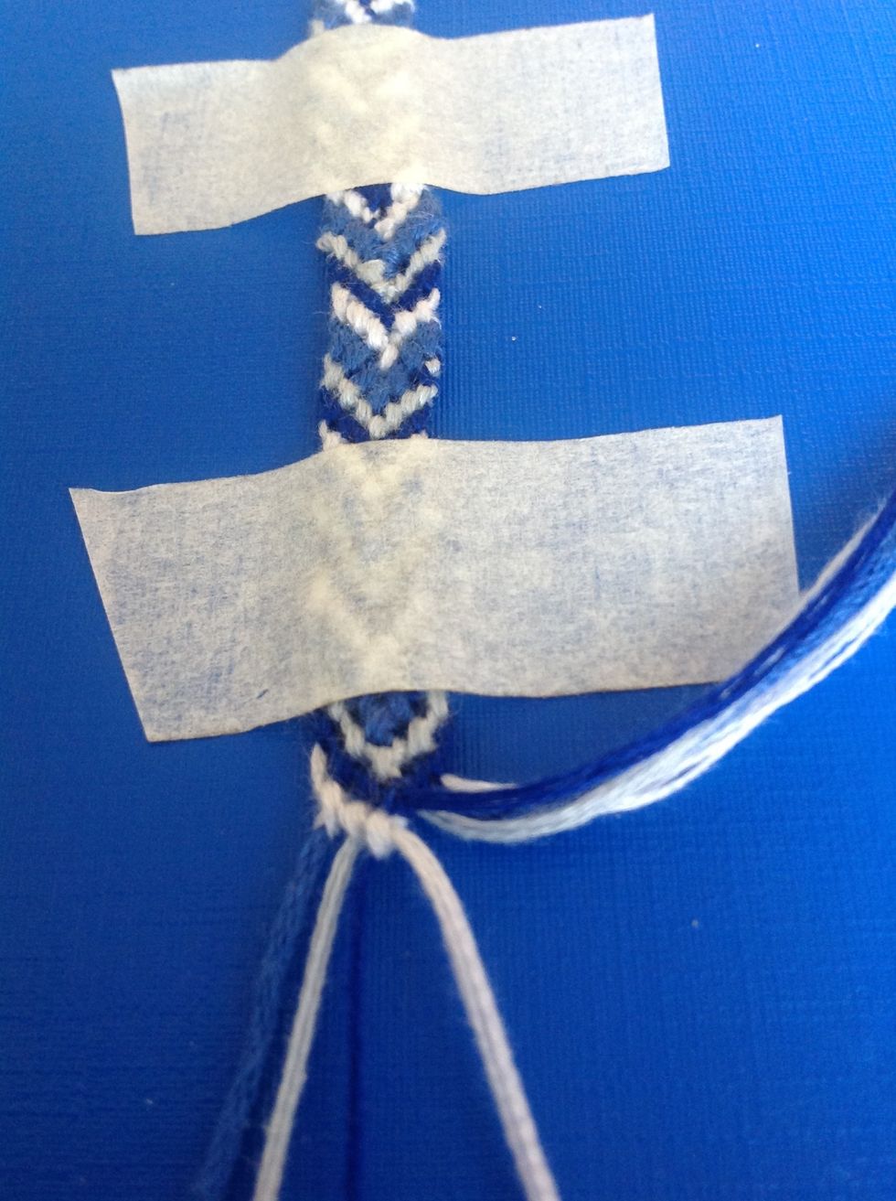 Do this to all 4 strands. Then move the left most strands out the way and tart on the right.