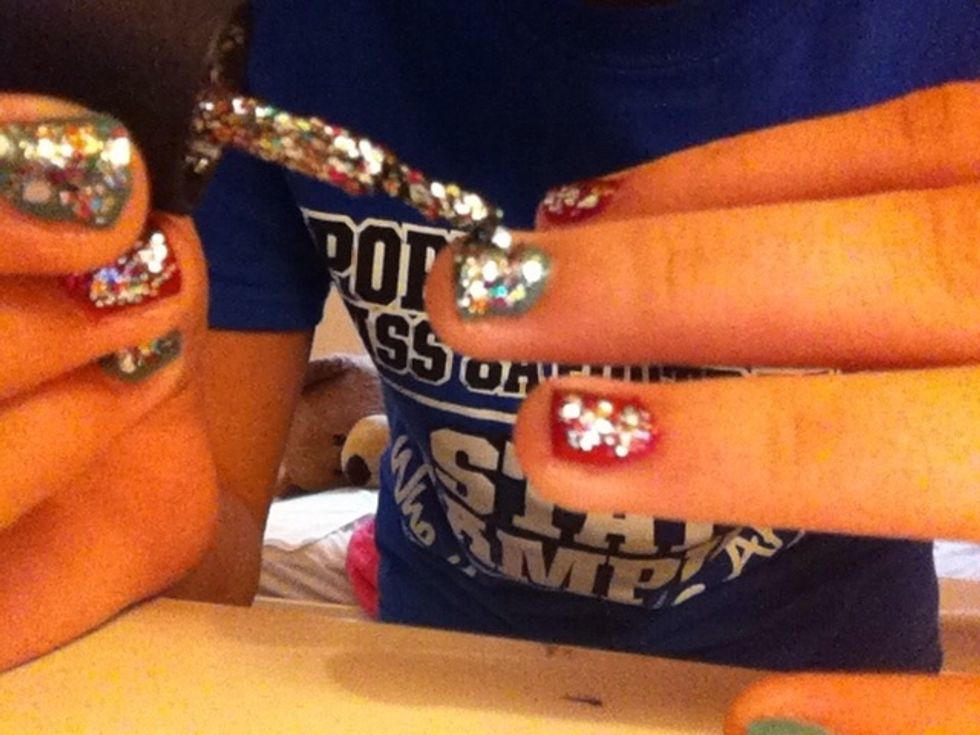 Do this to your entire hand. I'm left handed so I can't paint this one haha