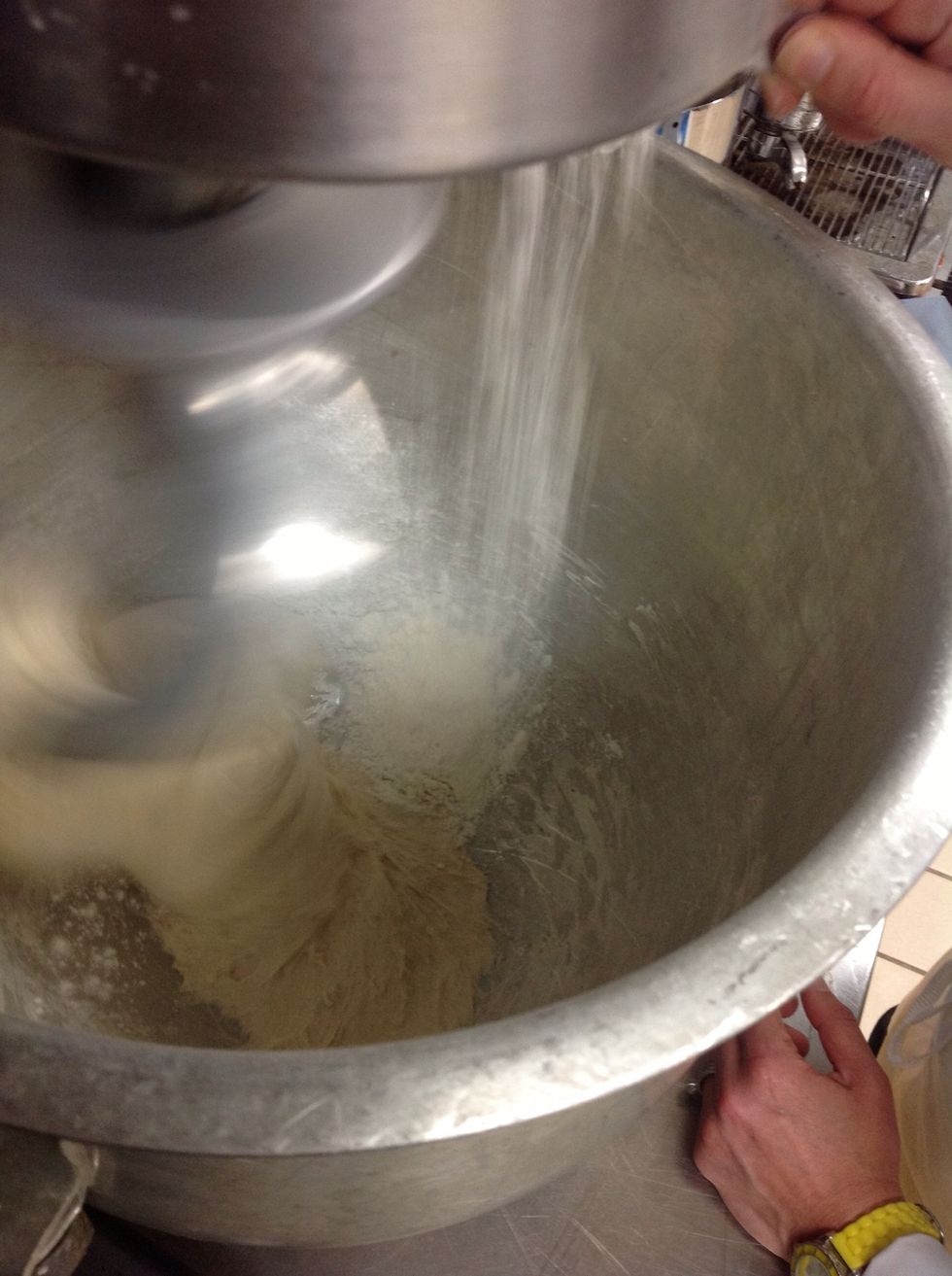 Do this until wet dough pulls away from the sides and forms a ball.
