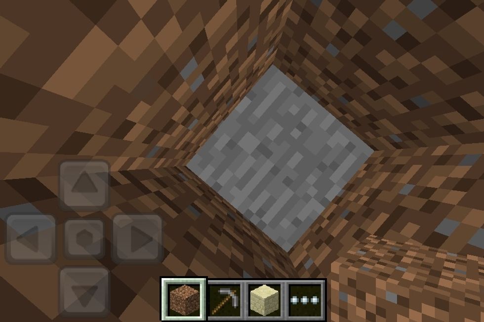 Don't dig  straight down you might fall into caves and lava