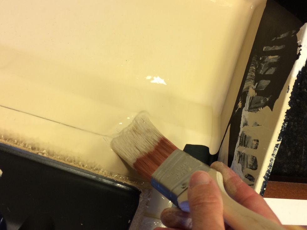Don't dip your entire paintbrush into the paint! This is how my brush looks after 2 days of painting.