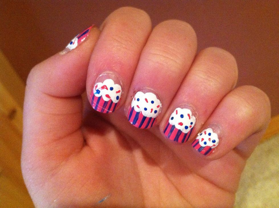 Don't forget sprinkles! \ud83d\ude0b Use a toothpick dipped into polish and make dots and lines on the frosting
