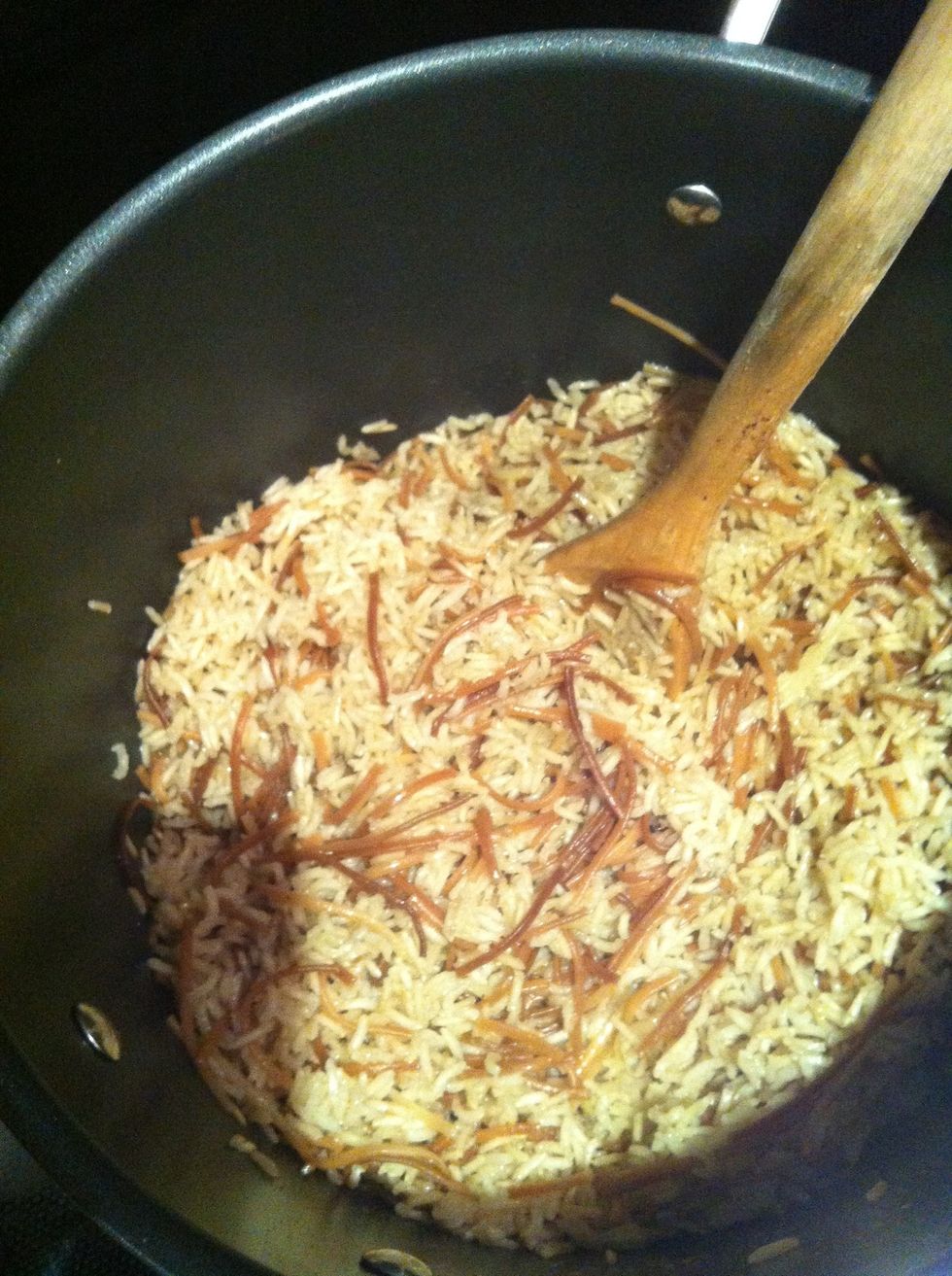 Don't forget to stir every 5 minutes or so. Brown rice takes longer to cook so I usually need to add an extra cup of hot water. I don't cover the pot but I think you suppose to cover the pot?!