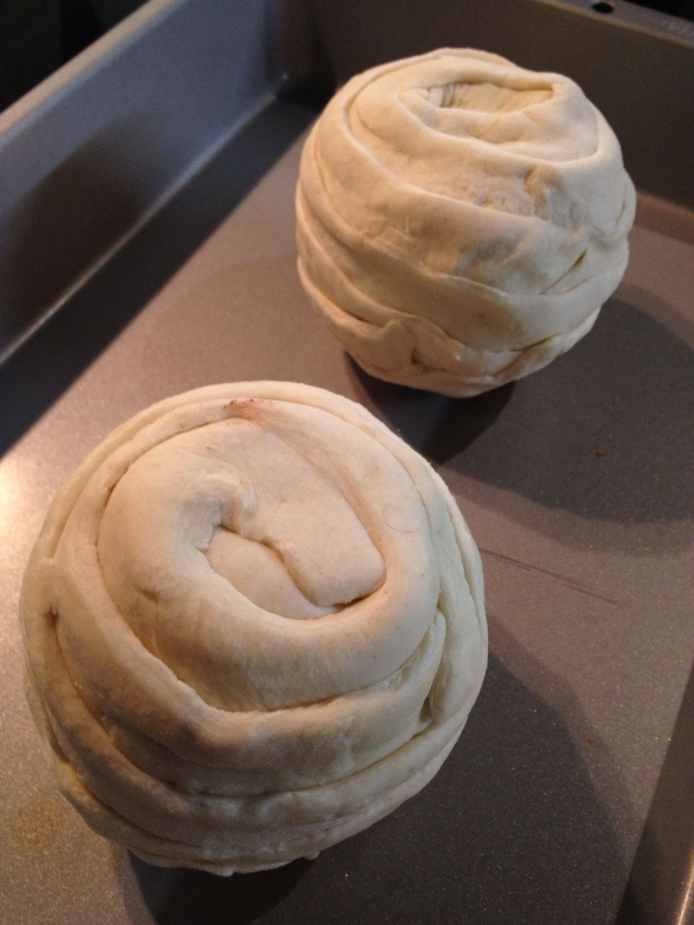 Don't let any apple show through, the pastry shroud is what will help cook the apple. (optional: use an egg wash to get it extra golden) then into a 400F oven for about 30min until they're gooey.
