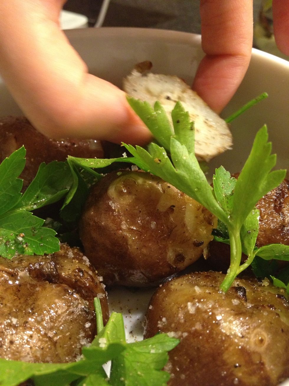 Don't need to use utensils. Just make sure you don't burn yourself.