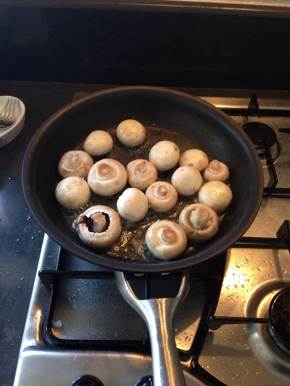 Don't over crowd. A few minutes in the butter will soften the mushrooms and make it perfect!