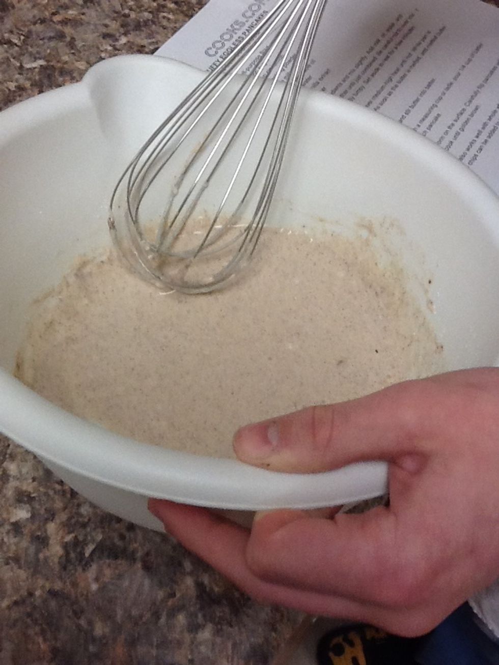 Don't over mix! Mix slightly just until everything is combined. The ingredients should be a little lumpy.