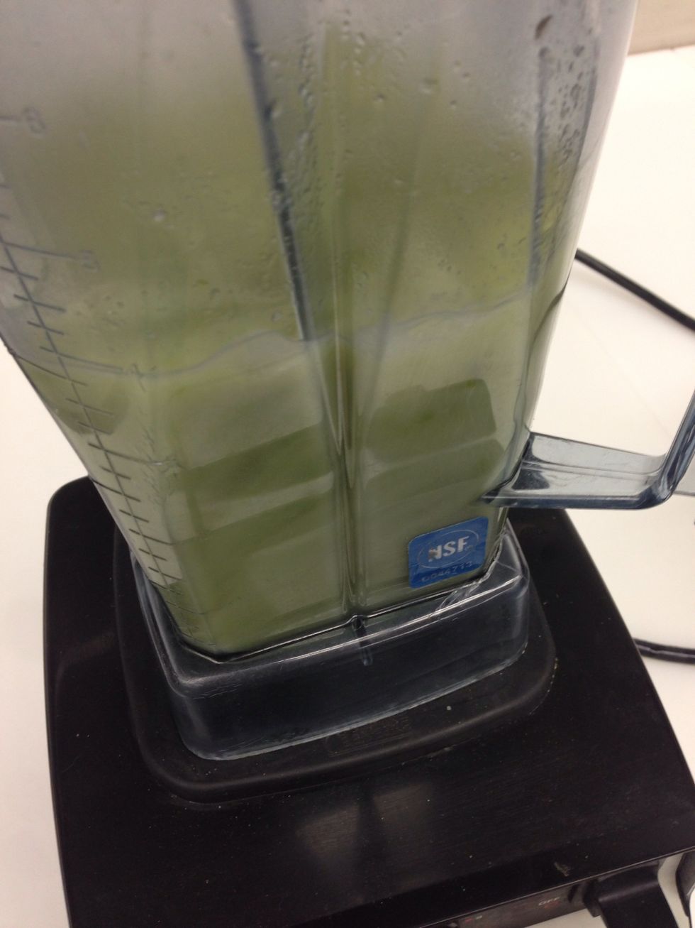 Don't pur\u00e9e too long or the soup may get discolored.