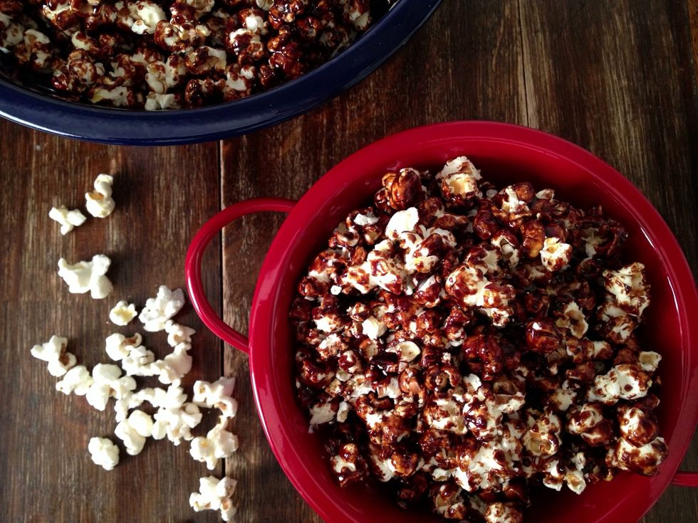 Don't put hot caramel popcorn in your mouth! Wait until cool to get piggy. Try not to gobble it all up though - you're about to take these gems to another level! P.S. you'll have popcorn leftover.