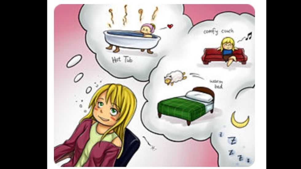 Don't start daydreaming because when u daydream u suddenly close ur eyes and fall asleep