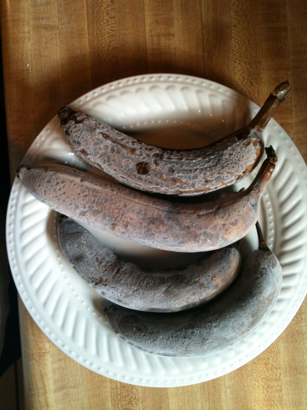 Don't throw out those bananas that "go bad". Put them in your freezer and when you get about 4 or 5, make banana bread! :)) They will turn black but that just means they are very sweet!