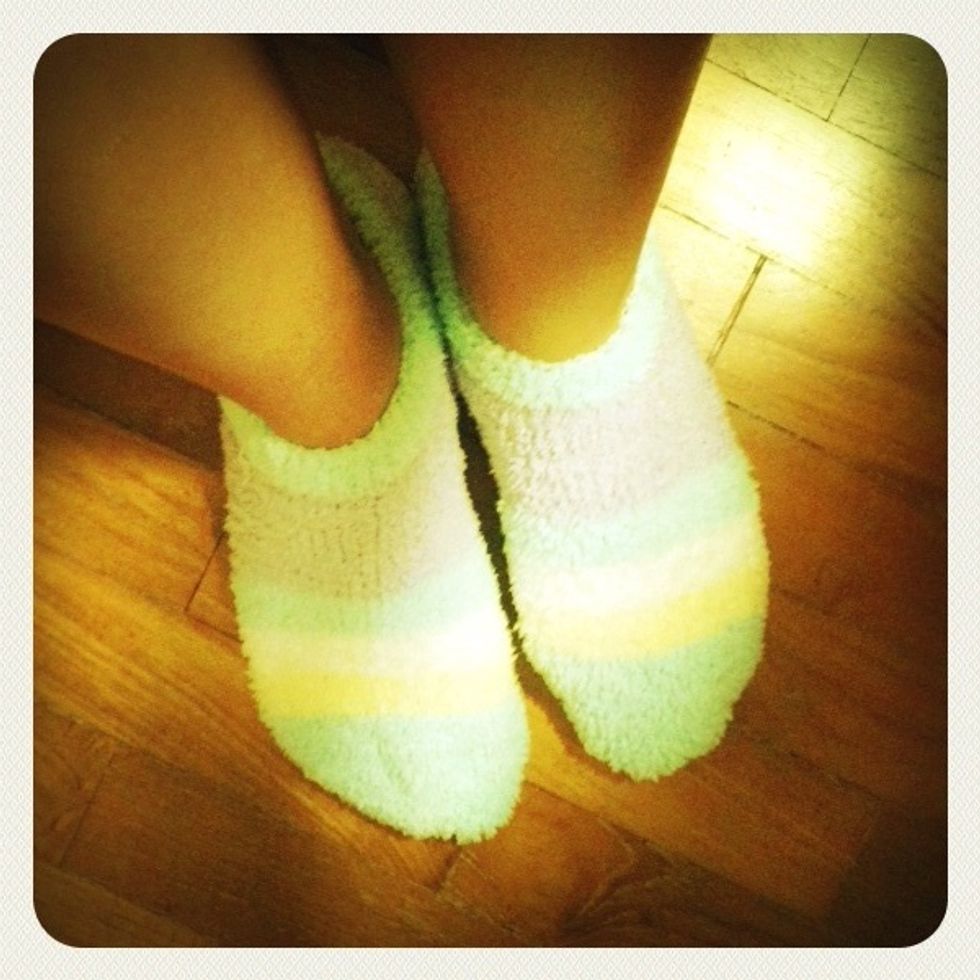 Don your old socks, and sleep. You'll feel better when you wake up!