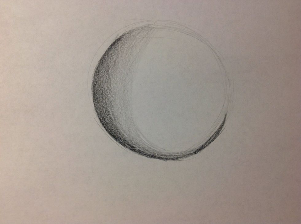 Done! Add pressure to the very edges, seen here, and lessen your pressure when getting to the light spot.