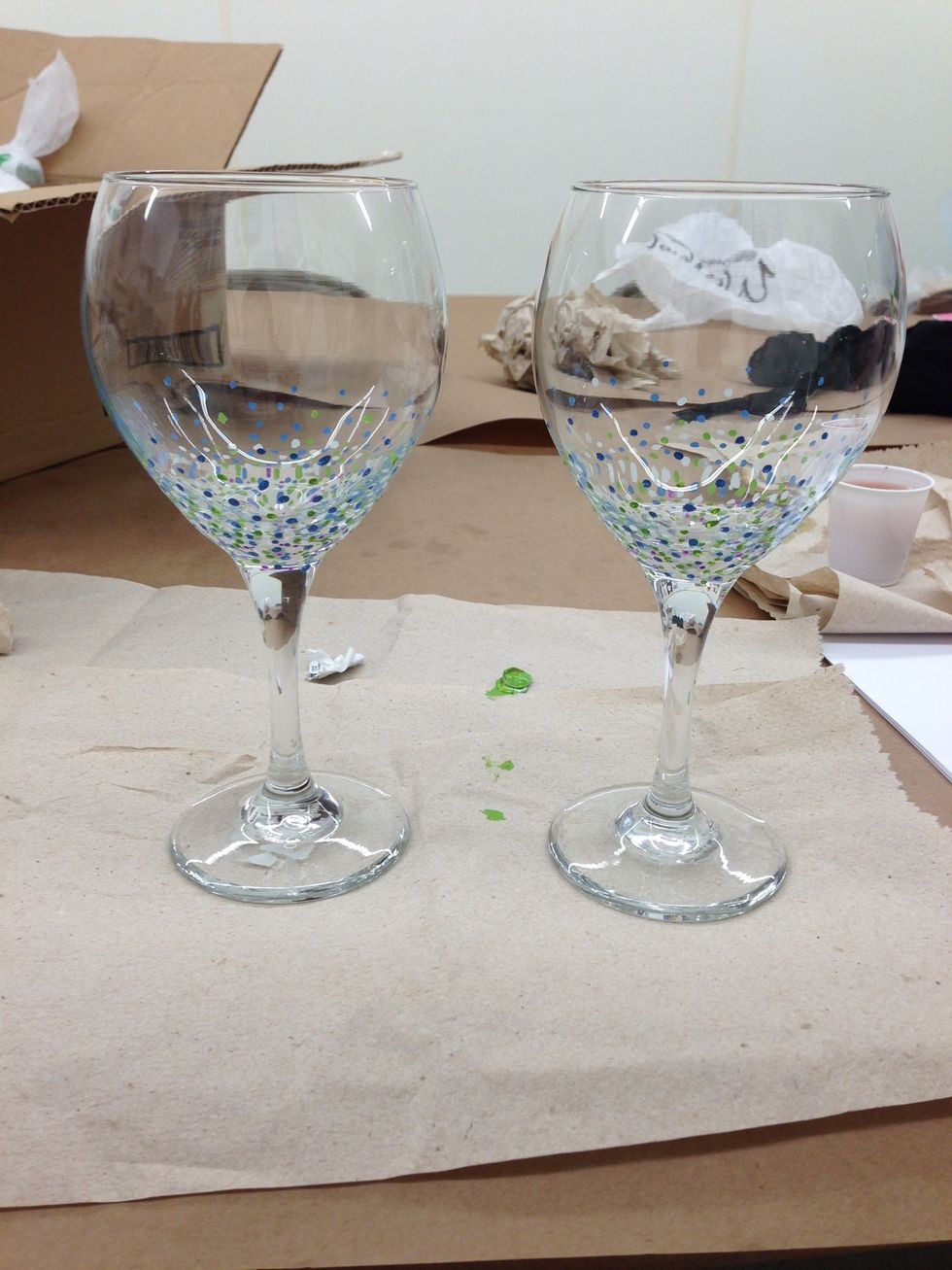 Done! Let set / dry for a couple days or bake the glasses in the oven. In the future hand wash these after use!