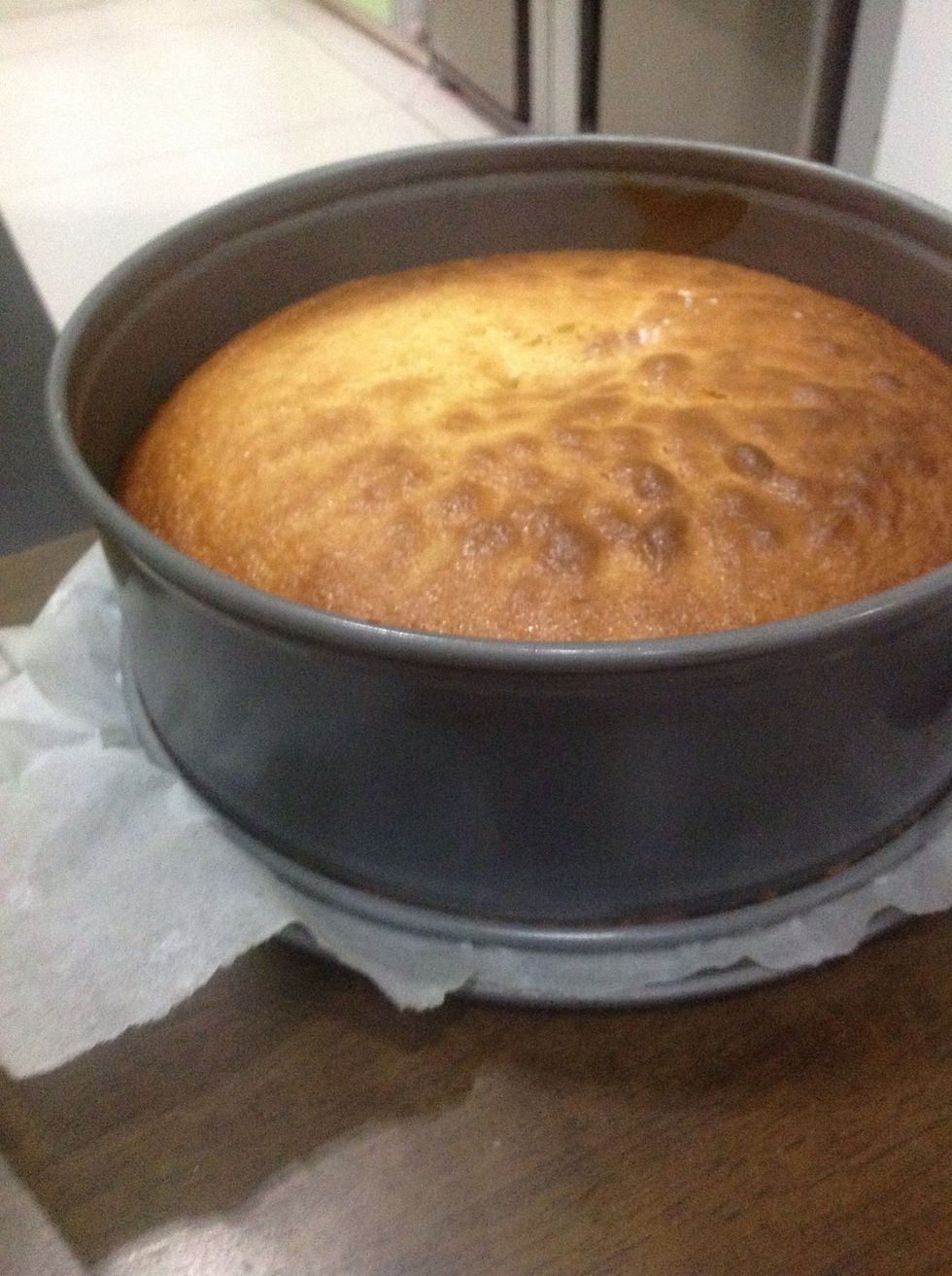 Done! Now let it sit in the pan for 20-30 minutes and then let it cool in room temp for 1 hour. Then put it in the fridge to cool completely for 1 1/2 hour.