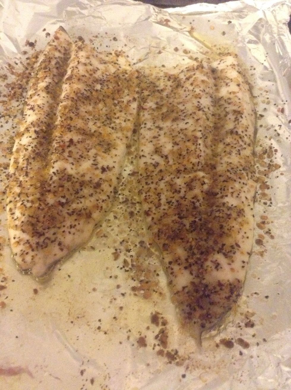 Done! Now usually I stick this under the broiler for a couple of minutes for a crustier, golden brown fillet but alas, my broiler isn't working. It will still be yummy.