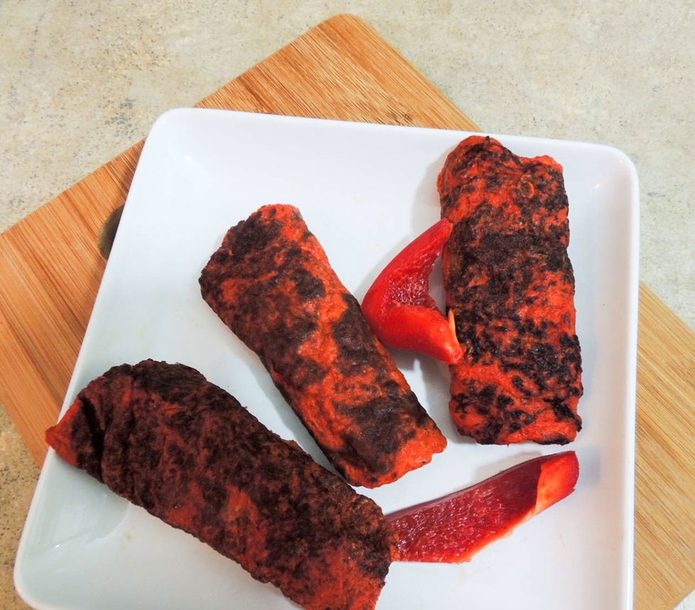 Done :) These sure are delicious, and healthy. Like the idea? Try it, maybe make your's with green pepper