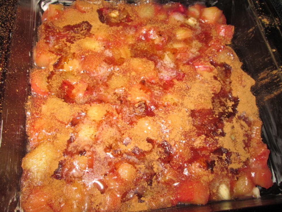 Dot with butter and sprinkle with cinnamon.