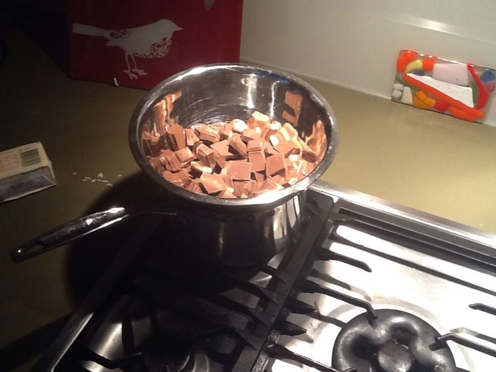 Double boil the chocolate on low heat