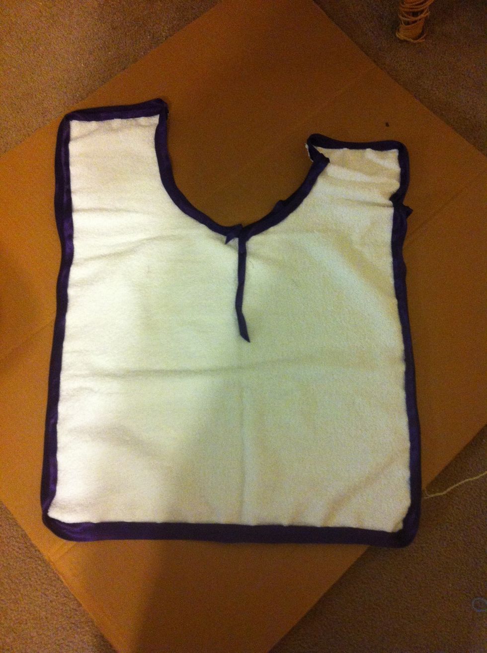 Double fold bias tape pinned all the way around & ready to sew on. I made WAY too much purple bias tape!
