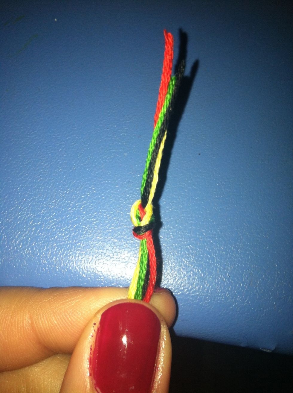 Double knot the ends of your string. Make sure to leave about an inch or two of slack before the knot. This will make it easier to tie the bracelet when you finish.