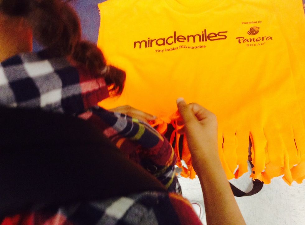 Double knot two strips together like so.