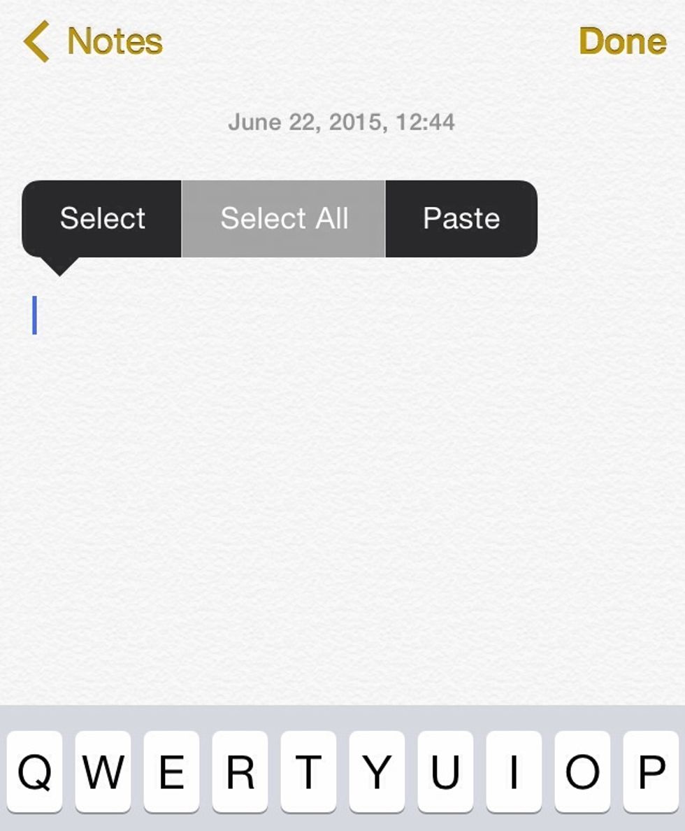 Double tap on the blue line and tap 'Select All' at the menu.