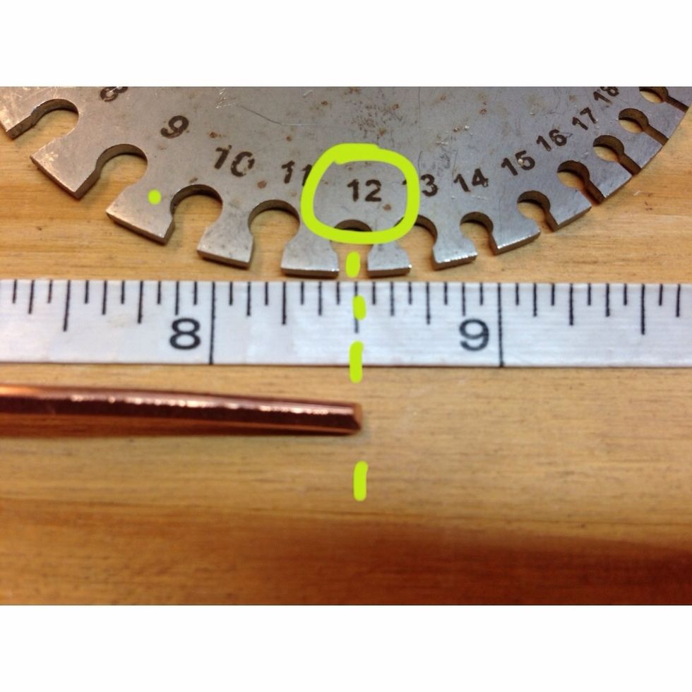 (Double-wrap Option: cut 8.5" of 12 gauge wire for a 12" double-wrap bracelet.)