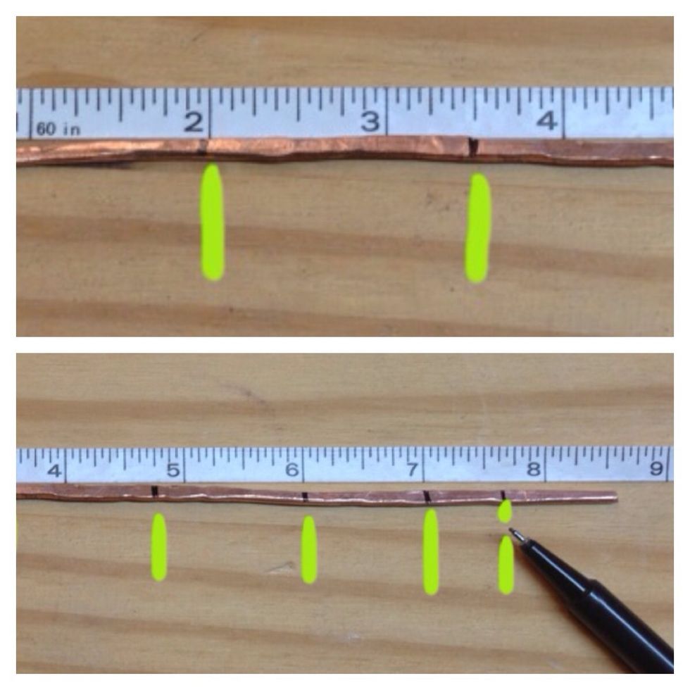 (Double-wrap Option: Mark your Double-wrap piece with a permanent marker at 2", 3.5", 4.75", 6", 7", 7 5/8".)