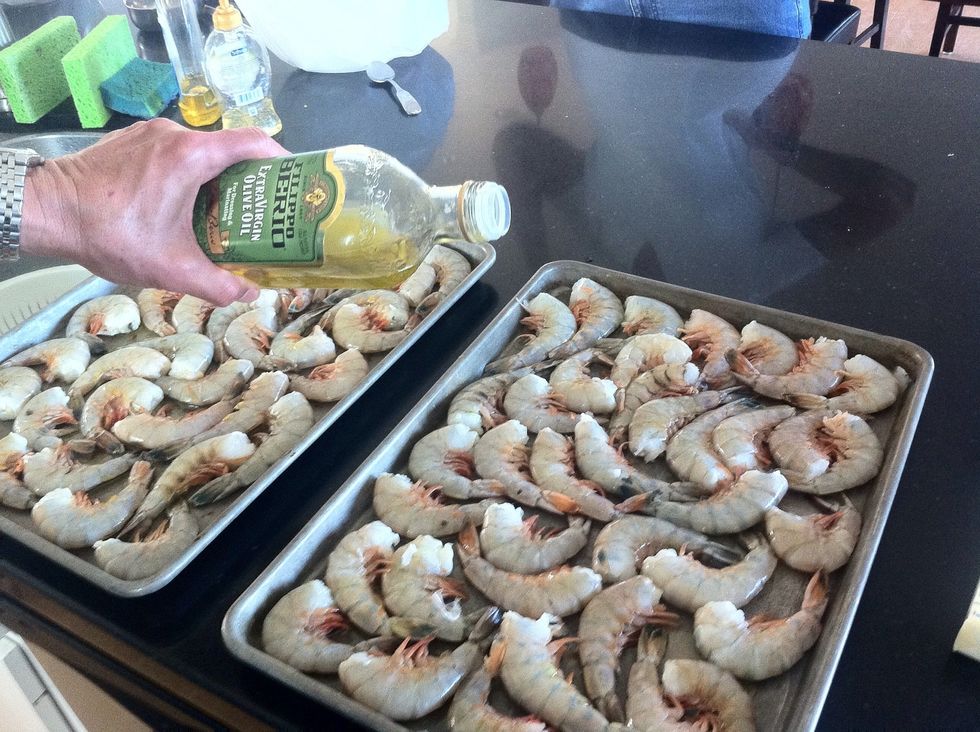 Douse shrimp in olive oil
