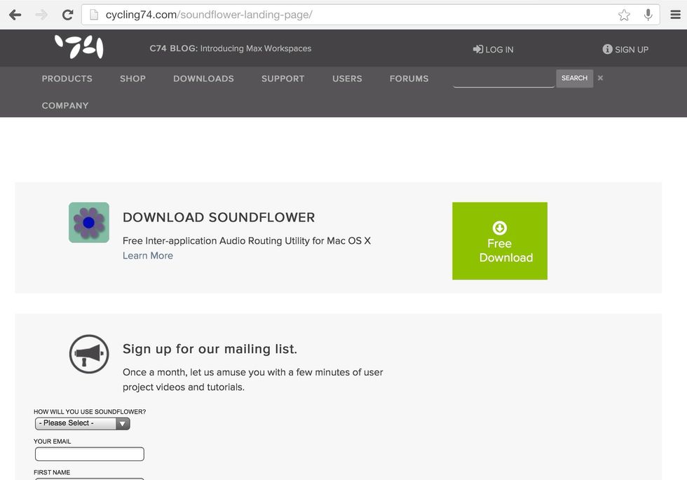 Download and install soundflower. From http://cycling74.com/soundflower-landing-page/