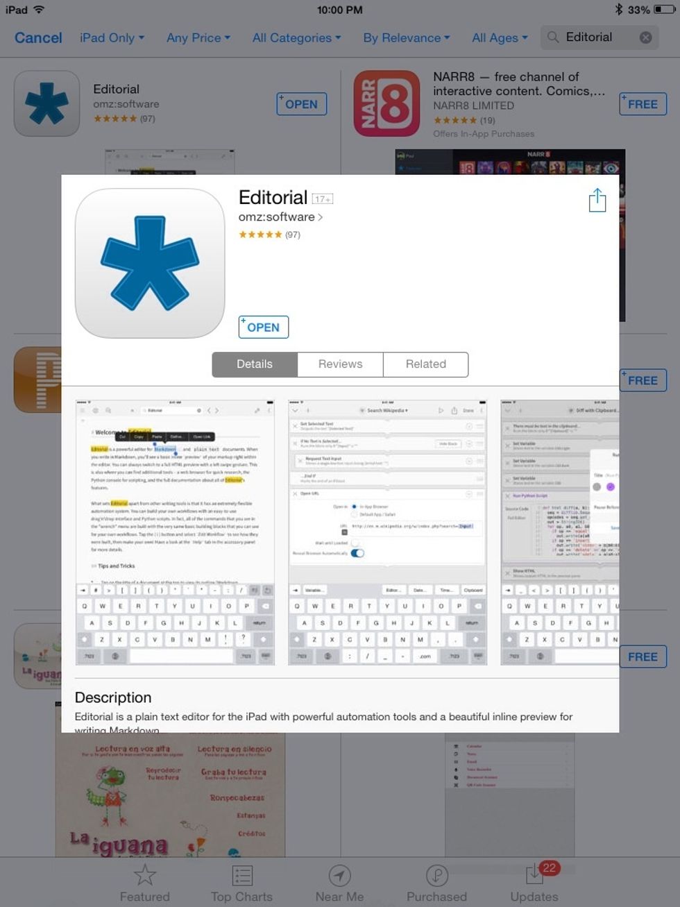 Download "Editorial" by OMZ:SOFTWARE ($7)