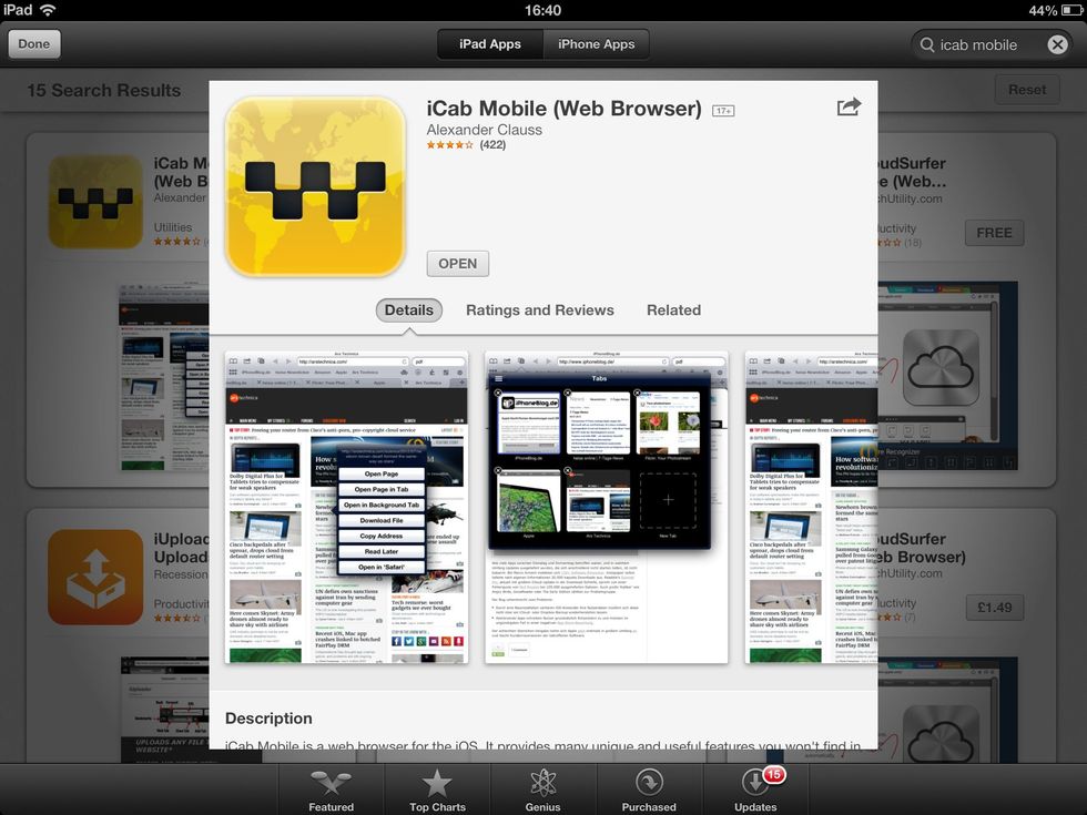 Download iCab Mobile for iPad