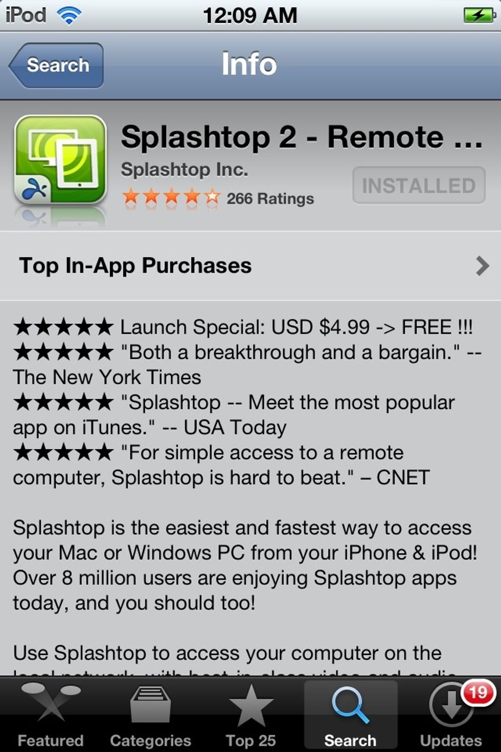 Download SPLASHTOP 2 REMOTE DESKTOP by SPLASHTOP INC. from the App Store. Price: $5 Sale: FREE FOR A LIMITED TIME!