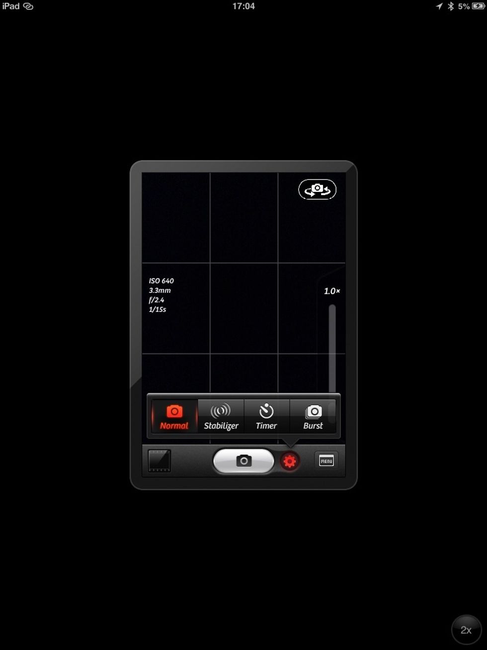 Download the Camera + app, it has many features including front camera flash, stabilising, digital zoom, live exposure, light box and many many others and it only costs \u00a30.69 (not sure about dollars)