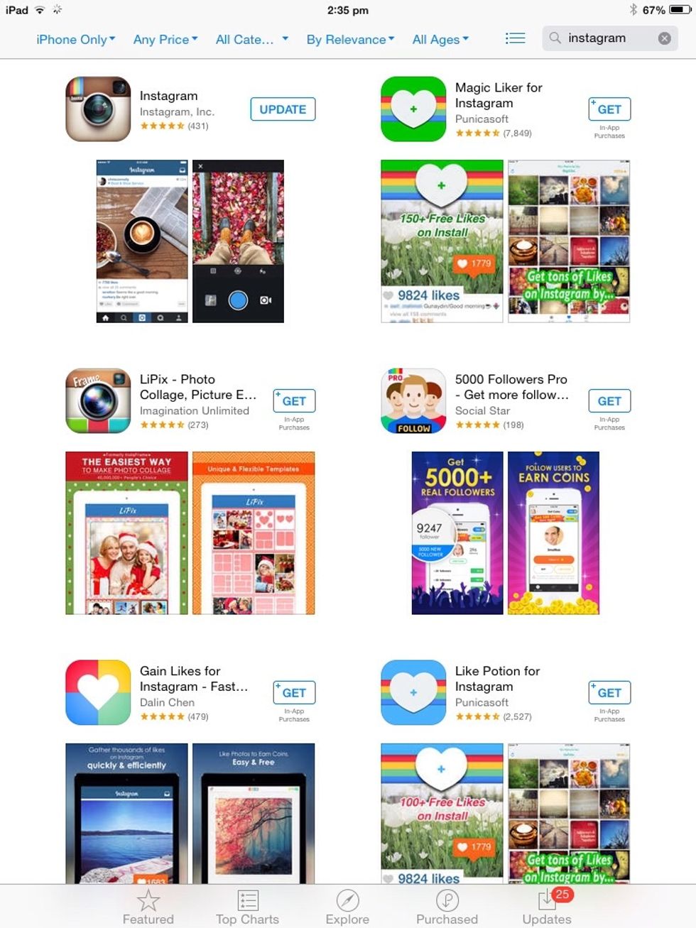 Download the instagram app from the app store