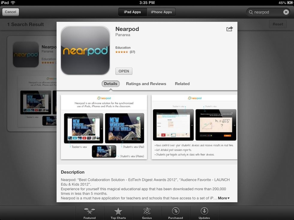 Download the Nearpod app from the App Store and launch it on your iPad.