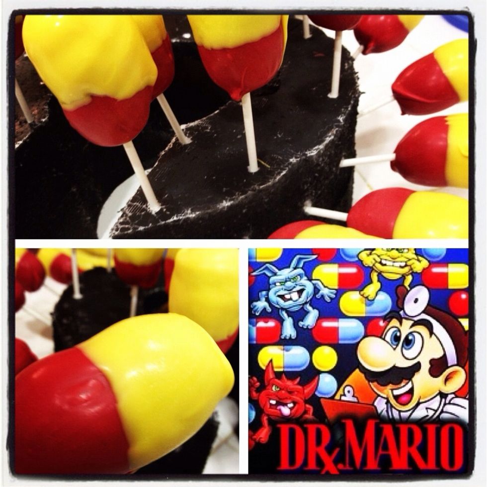 Dr. Mario pills anyone?? I dressed up as a doctor & handed these out at a Halloween party... they were so fun, and yummy!!