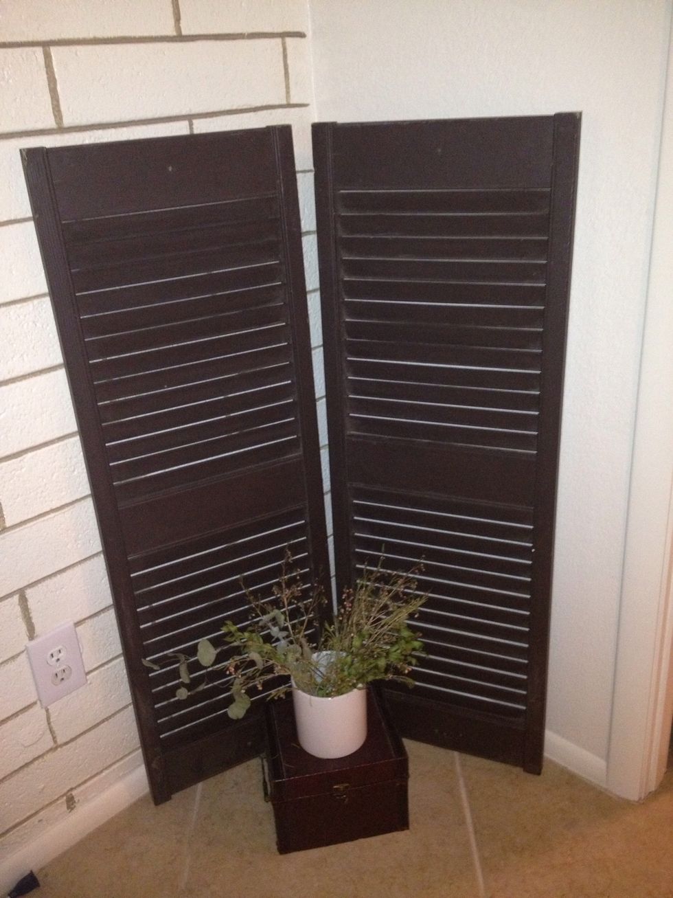 Drab corner? Breath some life into it with a plant or some kind of outdoor feature for a natural touch to your space. I found these shutters randomly and haven't decided what to do with them yet...