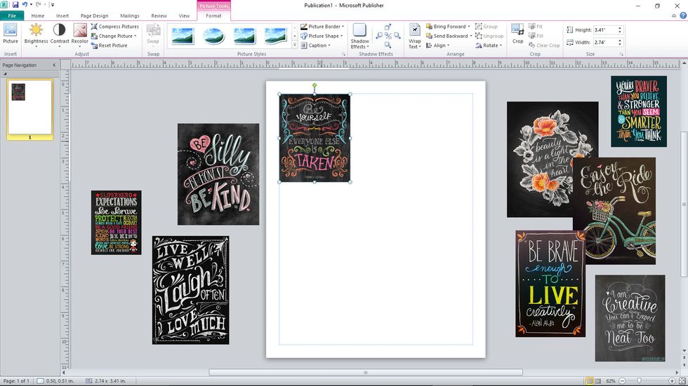 drag and drop photos to page.