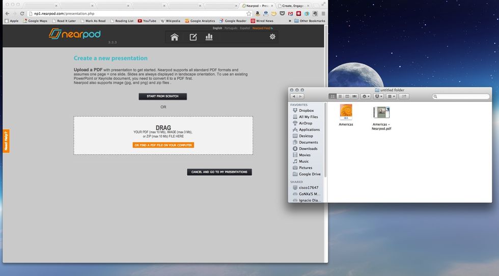 Drag and drop the PDF from your computer to upload the iBook to Neapod.