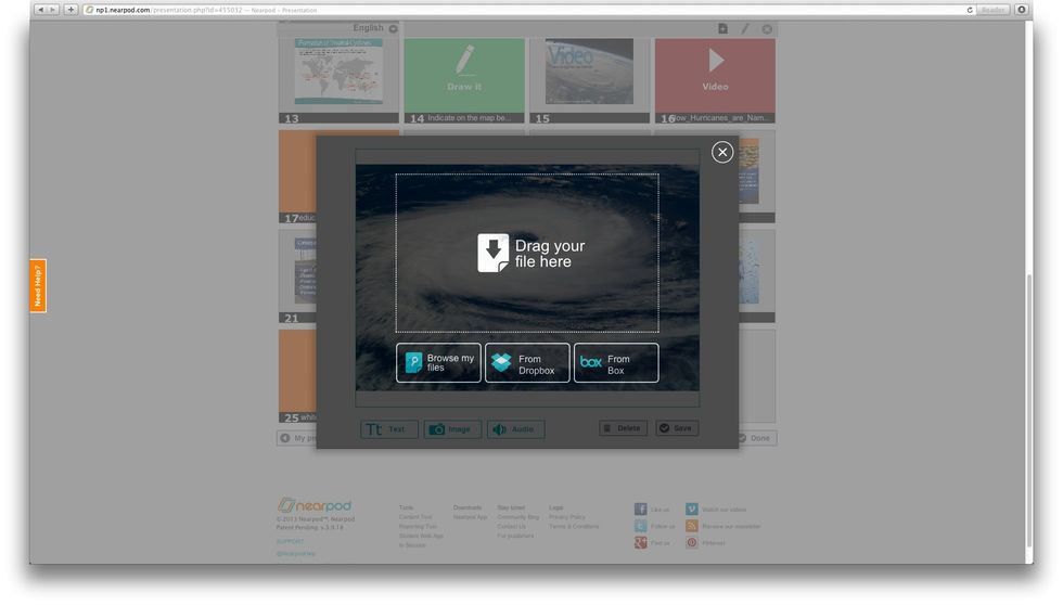 Drag and drop your file, or look for it on your computer, your Dropbox or Box.