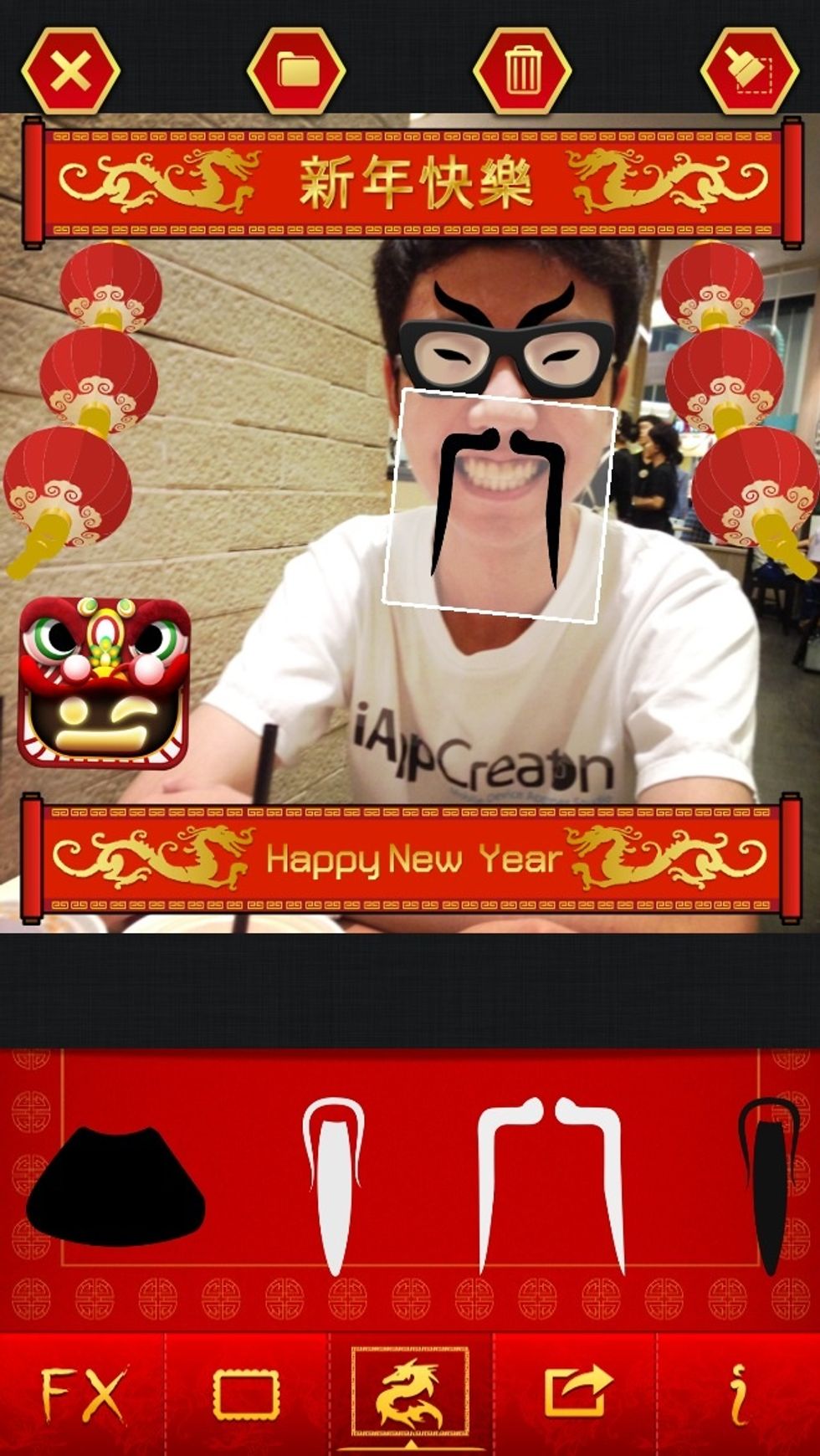 Drag for placed it anywhere on your photo. Also can pinch on sticker for resize it.