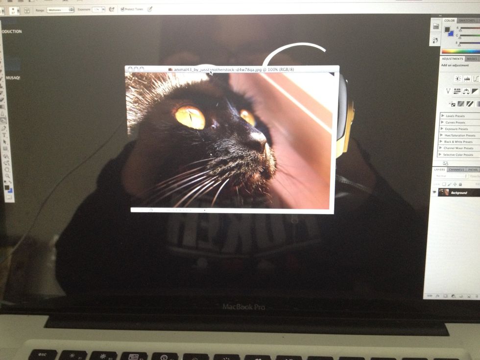 Drag your photo into photoshop (my reflection need not be dragged in though)